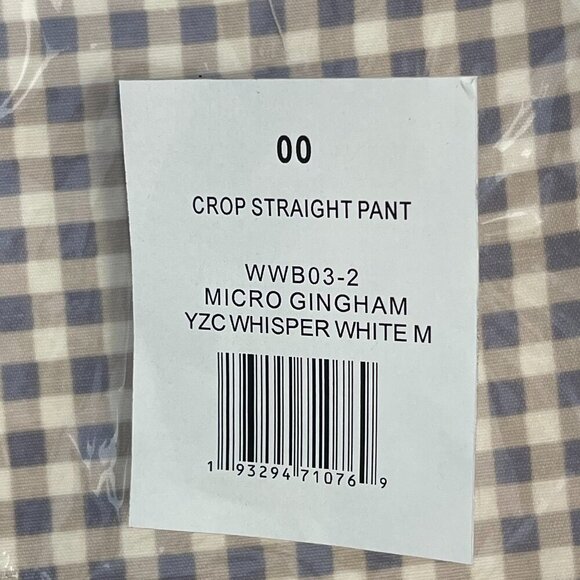 WeWoreWhat Micro Gingham Crop Straight Pant, Whisper White, Size 0 - NWT - Picture 4 of 4